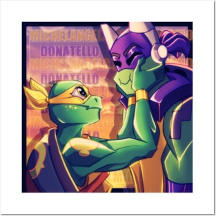 Michelangelo and Donatello Face Squish Posters and Art